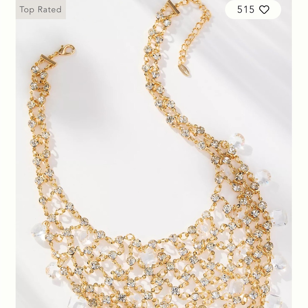 Anthropologie Gold and Silver Crystal Necklace